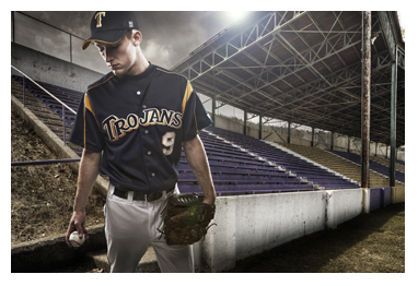 Baseball player holding a baseball